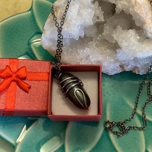 Hematite Crystal Gemstone Stainless Steel Necklace